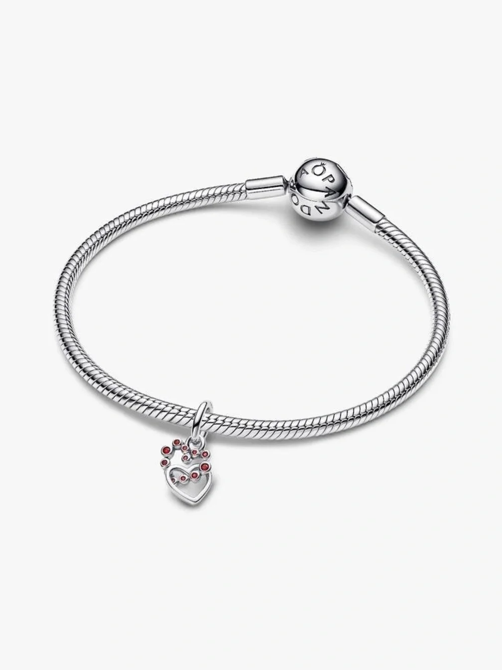 Pandora Connected Hearts & Red Stones Dangle Charm